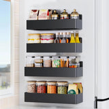 Magnetic Spice Rack for Refrigerator 4Pack, Black Fridge Organizers and Storage,Spice Rack Organizer, Magnetic Spice Rack Organizer for Refrigerator and Oven