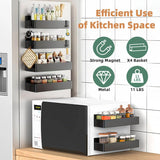 Magnetic Spice Rack for Refrigerator 4Pack, Black Fridge Organizers and Storage,Spice Rack Organizer, Magnetic Spice Rack Organizer for Refrigerator and Oven