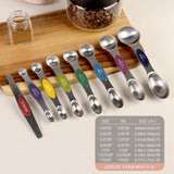 8 Piece Dual-Sided Magnetic Stackable Spoons,Stainless Steel Measuring Spoons Set, Adjustable Teaspoon & Tablespoon with Built-In Leveler, Kitchen Baking Gadgets for Cooking & Baking