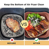 2Pcs Air Fryer Silicone Liner with Handle Reusable Air Fryer Silicone Pan Square Air Fryer Silicone Pot Heat Resistant Air Fryer Silicone Tray Nonstick Air Fryer Liner Accessories for 6QT Air Fryer