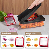 Vegetable Chopper, Onion Chopper Pro Food Chopper, Kitchen Vegetable Slicer Dicer Cutter Grater, Veggie Chopper with Container for Salad Onion Potato Carrot (4 in 1, Red)
