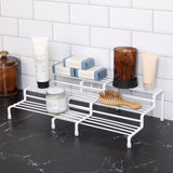 Expandable Metal Wire Spice Rack Organizer, Tiered Kitchen Cabinet and Pantry Spice Rack Shelf for Countertop Spice Storage, White