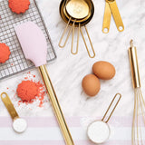 Gold & Pink Silicone Kitchen Utensil Set with Holder