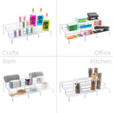 Expandable Metal Wire Spice Rack Organizer, Tiered Kitchen Cabinet and Pantry Spice Rack Shelf for Countertop Spice Storage, White