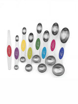 Pack of 8 Stainless Steel Magnetic Measuring Spoons Set, Dual Sided, Stackable, Adjustable Teaspoon and Tablespoon Measure Spoon