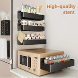 Magnetic Spice Rack for Refrigerator 4Pack, Black Fridge Organizers and Storage，Spice Rack Organizer, Magnetic Spice Rack Organizer for Refrigerator and Oven
