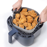 2Pcs Air Fryer Silicone Liner with Handle Reusable Air Fryer Silicone Pan Square Air Fryer Silicone Pot Heat Resistant Air Fryer Silicone Tray Nonstick Air Fryer Liner Accessories for 6QT Air Fryer