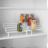 Expandable Metal Wire Spice Rack Organizer, Tiered Kitchen Cabinet and Pantry Spice Rack Shelf for Countertop Spice Storage, White