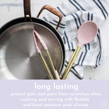Gold & Pink Silicone Kitchen Utensil Set with Holder