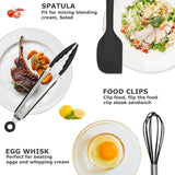 Silicone Kitchen Cooking Utensils Set Kitchen Spatula Set with Holder,5 Pcs Heat Resistant Silicone Kitchen Utensils Gadgets Tools Set for Nonstick Cookware,Dishwasher Safe (Black)