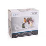 Expandable Metal Wire Spice Rack Organizer, Tiered Kitchen Cabinet and Pantry Spice Rack Shelf for Countertop Spice Storage, White