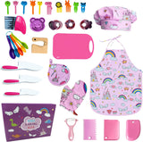Kids Cooking and Baking Chef Set, Apron Chef Hat Accessories Complete Cooking Set, Dress up Pretend Play Career Role Play Costume Toys Thanksgiving for Boys Girls