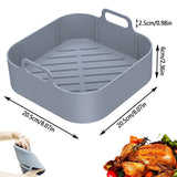 2Pcs Air Fryer Silicone Liner with Handle Reusable Air Fryer Silicone Pan Square Air Fryer Silicone Pot Heat Resistant Air Fryer Silicone Tray Nonstick Air Fryer Liner Accessories for 6QT Air Fryer