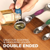 8 Piece Dual-Sided Magnetic Stackable Spoons,Stainless Steel Measuring Spoons Set, Adjustable Teaspoon & Tablespoon with Built-In Leveler, Kitchen Baking Gadgets for Cooking & Baking