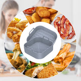 2Pcs Air Fryer Silicone Liner with Handle Reusable Air Fryer Silicone Pan Square Air Fryer Silicone Pot Heat Resistant Air Fryer Silicone Tray Nonstick Air Fryer Liner Accessories for 6QT Air Fryer