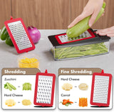 Vegetable Chopper, Onion Chopper Pro Food Chopper, Kitchen Vegetable Slicer Dicer Cutter Grater, Veggie Chopper with Container for Salad Onion Potato Carrot (4 in 1, Red)